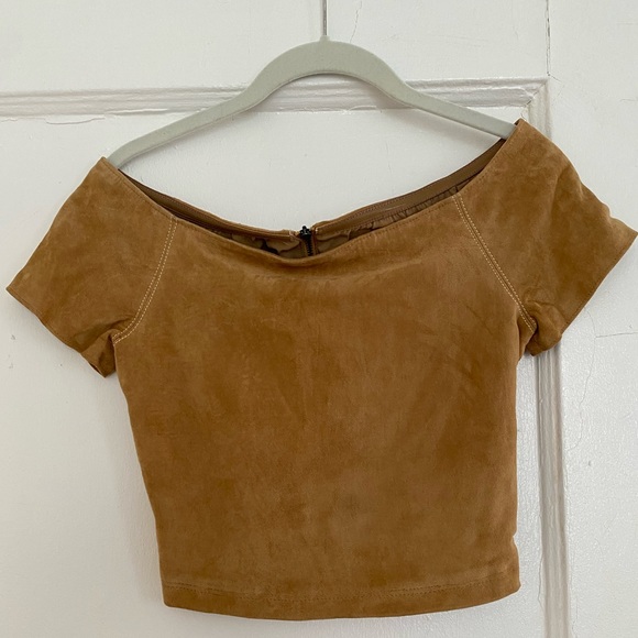 Rare Showroom Sample | Alice & Olivia Faux Suede Crop Top - Picture 5 of 11
